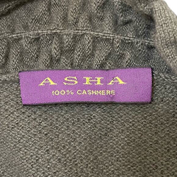 Asha 100% Cashmere Open Front Knit Cardigan Gray Ruffled Longline - Size Medium - Picture 3 of 8